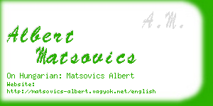 albert matsovics business card